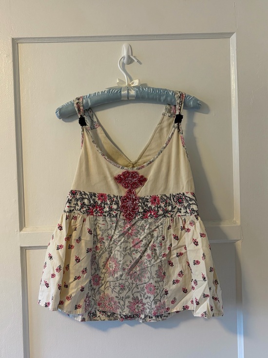 Free People Tops - Vintage Free People Kitschy Beaded Paisley Babydoll Tank